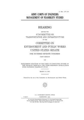 Army Corps of Engineers: management of feasibility studies by Committee on Environment and P (senate), United States Congress, United States Senate