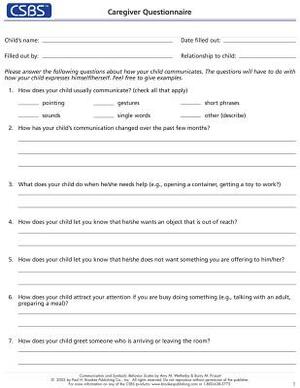 Communication and Symbolic Behavior Scales (Csbs), Normed Edition, Record Forms and Caregiver Questionnaires by Amy Wetherby, Barry Prizant