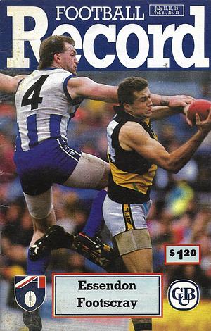 1992 Round 18 Footy Record Essendon vs. Footscray by 