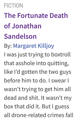 The Fortunate Death of Jonathan Sandelson by Margaret Killjoy