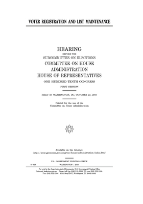 Voter registration and list maintenance by United S. Congress, Committee on House Administrati (house), United States House of Representatives