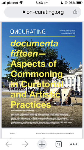 OnCurating Issue 54: documenta fifteen—Aspects of Commoning in Curatorial and Artistic Practices by Dorothee Richter, Ronald Kolb