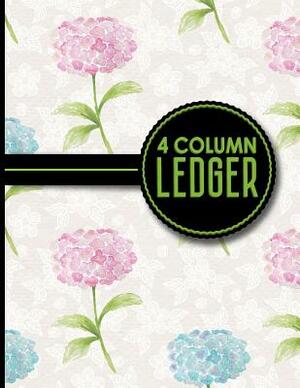 4 Column Ledger: Accountant Workbook, Accounting Record Book, Ledger Paper Book, Hydrangea Flower Cover, 8.5 x 11, 100 pages by Moito Publishing