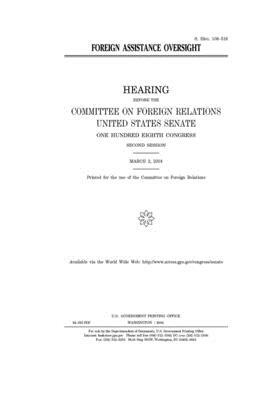 Foreign assistance oversight by Committee on Foreign Relations (senate), United States Congress, United States Senate