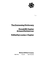 The Domesday Dictionary by Louise J. Kaplan, Armand Schwerner, Donald M. Kaplan