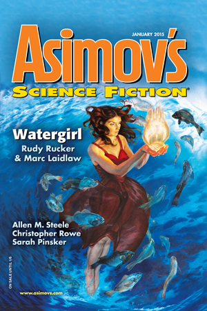 Asimov's Science Fiction, January 2015 by Paul Di Filippo, Trent Walters, Caroline M. Yoachim, Sarah Pinsker, Erwin S. Strauss, Robert Silverberg, Christopher Rowe, Sheila Williams, Robert Borski, Marc Laidlaw, James Patrick Kelly, Allen M. Steele, Peter Wood, Jay O'Connell, Rudy Rucker