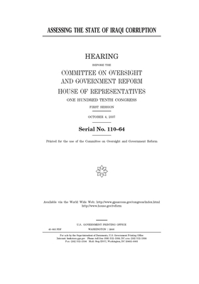 Assessing the state of Iraqi corruption by Committee on Oversight and Gove (house), United S. Congress, United States House of Representatives