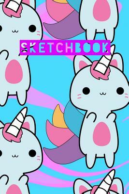 Sketchbook: Unicorn Cat Cute Kawaii Pink Blue Marble Design by Frasier Cheng-Binns