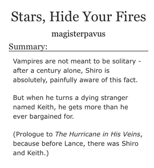 Stars, Hide Your Fires by magisterpavus