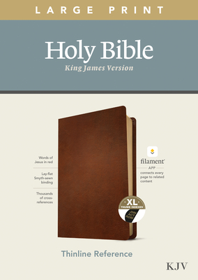KJV Large Print Thinline Reference Bible, Filament Enabled Edition (Red Letter, Genuine Leather, Brown, Indexed) by 