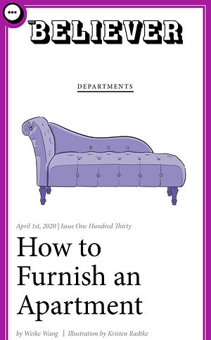 How to Furnish and Apartment by Weike Wang