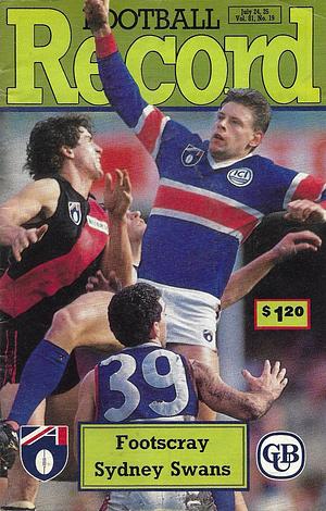 1992 Round 19 Footy Record Footscray vs. Sydney by 