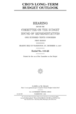 CBO's long-term budget outlook by United States House of Representatives, Committee on the Budget (house), United States Congress