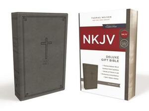 NKJV, Deluxe Gift Bible, Imitation Leather, Gray, Red Letter Edition by Thomas Nelson