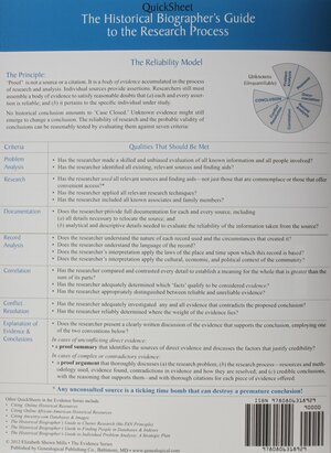 QuickSheet: The Historical Biographer's Guide to the Research Process by Elizabeth Shown Mills