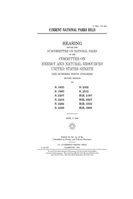 Current national parks bills by United States Congress, United States Senate, Committee on Energy and Natura (senate)