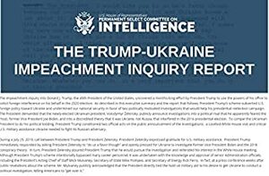 THE TRUMP-UKRAINE IMPEACHMENT INQUIRY REPORT: Report of the House Permanent Select Committee on Intelligence, Pursuant to H. Res. 660 in Consultation with the House Committee on Oversight and Reform by U.S. House of Representatives