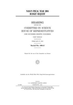 NASA's fiscal year 2004 budget request by Committee on Science (house), United States Congress, United States House of Representatives