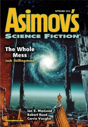 Asimov's Science Fiction, September 2016 by Robert Frazier, Jane Yolen, Bruce Boston, Tegan Moore, Jack Skillingstead, Carrie Vaughn, Peter J. Heck, Robert Reed, Erwin S. Strauss, Robert Silverberg, Sheila Williams, Peter Wood, Rich Larson, Ian R. MacLeod, Chris Wozney