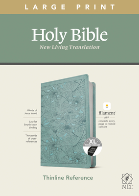 NLT Large Print Thinline Reference Bible, Filament Enabled Edition (Red Letter, Leatherlike, Floral/Teal, Indexed) by 