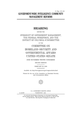 Government-wide intelligence community management reforms by United States Congress, United States Senate, Committee on Homeland Security (senate)