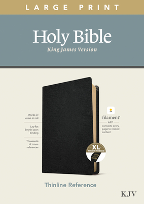 KJV Large Print Thinline Reference Bible, Filament Enabled Edition (Red Letter, Genuine Leather, Black, Indexed) by 