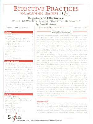 Effective Practices for Academic Leaders: Departmental Effectiveness by Brent D. Ruben