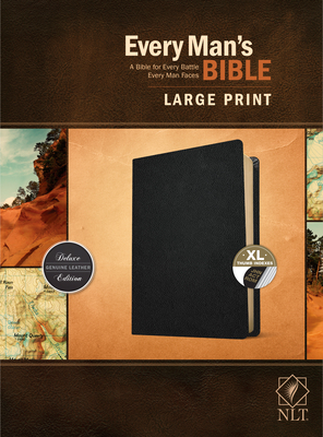 Every Man's Bible Nlt, Large Print (Genuine Leather, Black, Indexed) by 