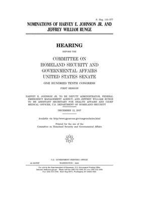 Nominations of Harvey E. Johnson Jr. and Jeffrey William Runge by Senate (senate), United States Congress, United States Senate