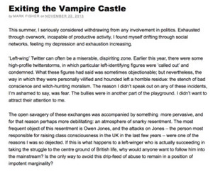 Exiting the Vampire Castle by Mark Fisher