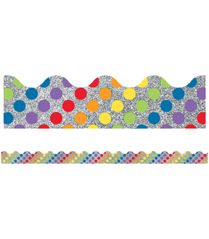 Sparkle and Shine Rainbow Dots on Glitter Scalloped Borders by 