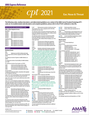 CPT 2021 Express Reference Coding Card: Ear, Nose &throat by American Medical Association
