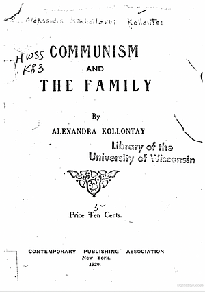 Communism and the Family by Alexandra Kollontai