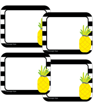 Simply Stylish Tropical Pineapple Stripe Name Tags by 