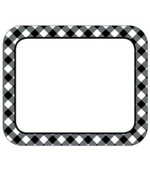 Woodland Whimsy Black & White Gingham Name Tags by 