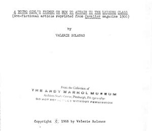 A Young Girl's Primer, or How to Attain to the Leisure Class by Valerie Solanas