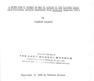 A Young Girl's Primer, or How to Attain to the Leisure Class by Valerie Solanas